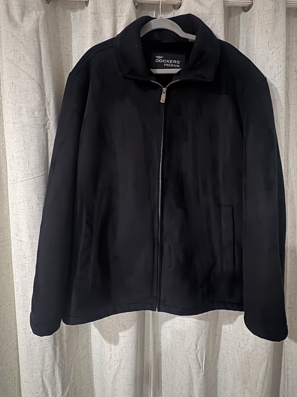 Dockers Coat Mens XL Black Faux Suede Fur Lining Zipper Jacket Pockets